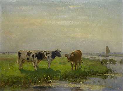 伯纳德·安东尼·范·比克的《草地上的奶牛》