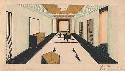 “Shellball Apartments设计，8300 Talbot St.at Lefferts Blvd.，Kew Gardens，New York，NY。”[温诺德·赖斯大堂透视图