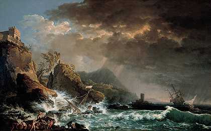 卡洛·博纳维亚的《岩石海湾的沉船事故》