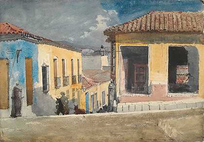 “圣地亚哥·德·古巴温斯洛·霍默的街头场景”