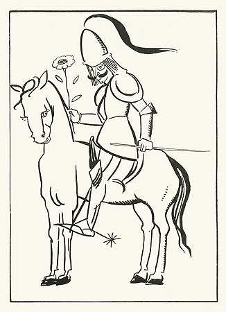 “一名骑兵骑在让·德·博施泰尔的一匹大骏马上