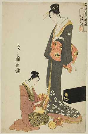 “Ohana和Ofuku，来自Chōbunsai Eishi的系列《欢乐区的艺人精选（艺妓森）》”