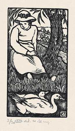 卢西安·皮萨罗的《女孩和两只鸭子》