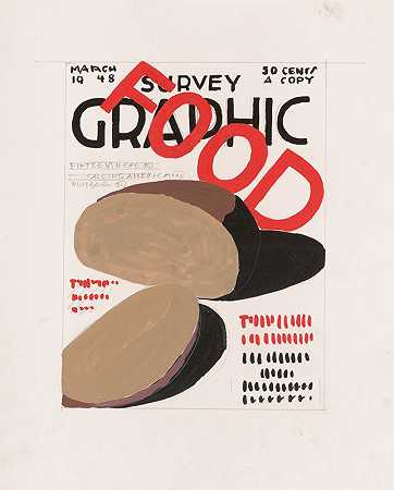 “Survey Graphic Magazine封面的平面设计”食品“。”[温诺德·赖斯用文字和食品设计