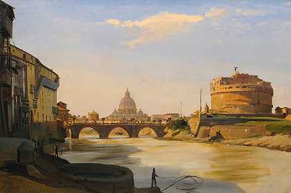伊波利托·卡菲的《罗马圣安吉罗城堡的景色》