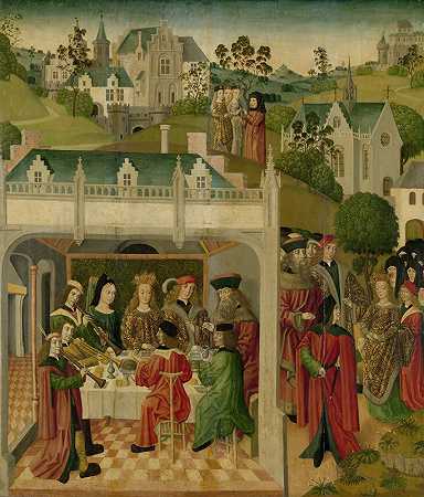 “匈牙利圣伊丽莎白和图林根路易在沃特堡的婚礼盛宴，由圣伊丽莎白壁画大师举办