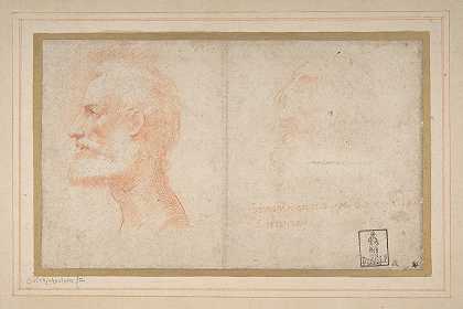 “一个留着胡子的男人的头像，侧面向左，可能是帕尔米吉亚尼诺的诗人乔治·安塞尔米的肖像