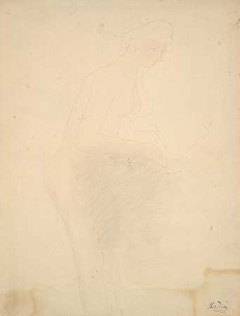 奥古斯特·罗丹的《裸体站立，右侧面》