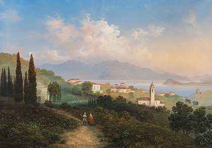 卡洛·博索利（Carlo Bossoli）的《科莫湖和梅纳吉奥（Menaggio）景色，右边是蓬塔迪贝拉吉奥（Punta di Bellagio）》