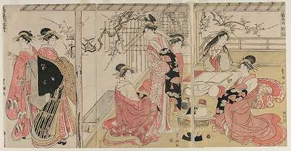 Utagawa Toyokuni的《春游中的Ōgiya》