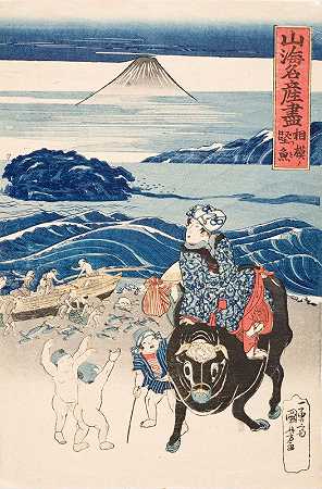 “Sagami渔夫卸载鲣鱼”，作者：Utagawa Kuniyoshi