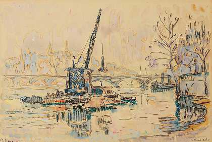 保罗·西格纳克的《巴黎，塞纳河畔马拉奎斯（起重机）》