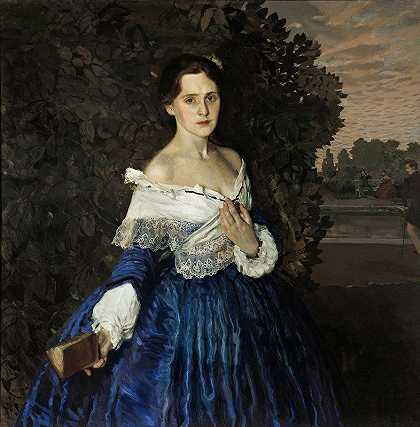 康斯坦丁·安德烈耶维奇·索莫夫《蓝衣女士：叶·M·马蒂诺娃肖像》