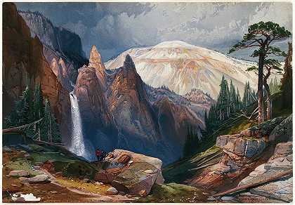 托马斯·莫兰的《塔瀑布和硫磺山，黄石》