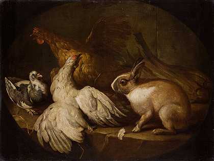 乔瓦尼·阿戈斯蒂诺·卡萨纳的《母鸡、鸽子和兔子》