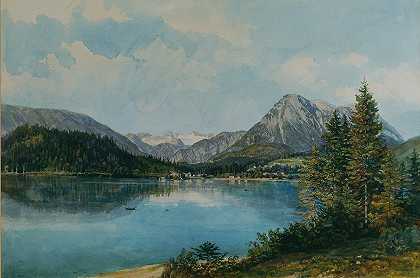 托马斯·恩德（Thomas Ender）的《阿尔托斯湖与达克斯坦》（Lake Altaussee with the Dachstein）