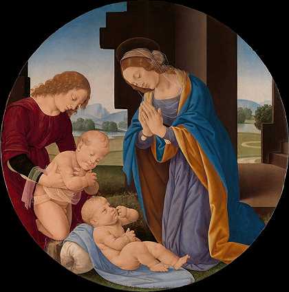 洛伦佐·迪·克里迪的《麦当娜与婴儿圣约翰和天使一起崇拜孩子》