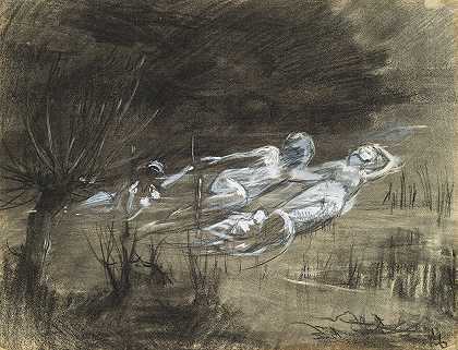 弗雷德里克·特拉普·弗里斯（Frederick Trapp Friis）的《两个女性灵魂在河中漂浮的女人》