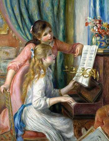 皮埃尔·奥古斯特·雷诺阿的《钢琴上的两个年轻女孩》