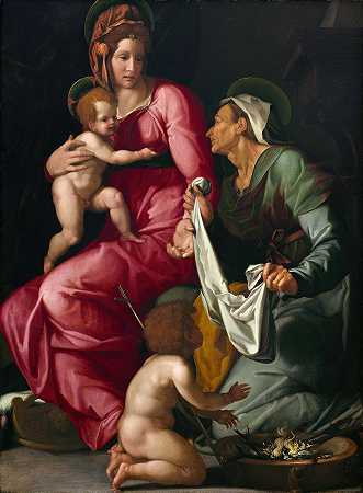贾科皮诺·德尔·孔特的《圣母与孩子与圣伊丽莎白和施洗者圣约翰》