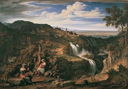 约瑟夫·安东·科赫的《罗马附近的Tivoli瀑布》