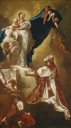 乔瓦尼·巴蒂斯塔·皮亚泽塔的《圣母玛利亚和孩子出现在圣菲利普·内里面前》