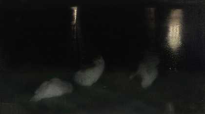 Józef Pankiewicz的《夜曲：华沙撒克逊花园里的天鹅》