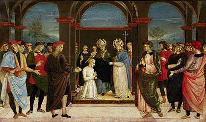 “翁布里亚大师授予圣奥古斯丁的圣安布罗斯
