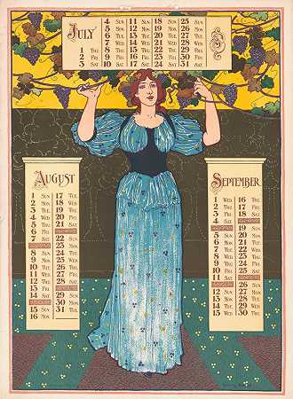 “1897年海报日历。7月，8月，9月，路易斯·瑞德