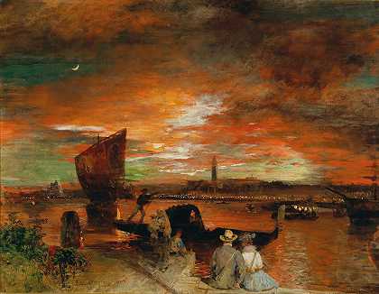 奥斯瓦尔德·阿肯巴赫的《威尼斯黄昏的一幕》