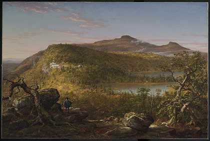 托马斯·科尔（Thomas Cole）的《卡茨基尔山脉的两个湖和山的房子》（A View of Two Lakes and Mountain House，Catskill Mountains）