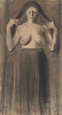 保拉·莫德索恩·贝克尔的《半裸体女人将头发分开》