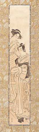 Katsukawa Shunshō的《穿着Komus 333服装的女人和男人》