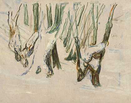 爱德华·蒙克的《雪地里结实的树干》
