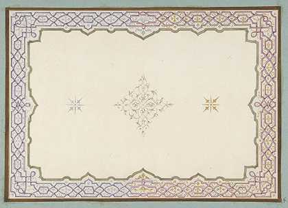 朱尔斯·爱德蒙德·查尔斯·拉查伊斯（Jules Edmond Charles Lachaise）的“天花板装饰设计，带镶边和中央丝状奖章