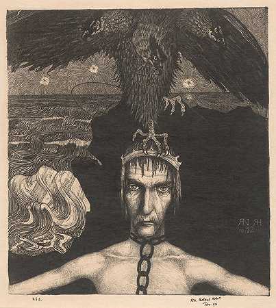 理查德·尼古拉斯·罗兰·霍尔斯特的《头上有三头猛禽的铁链男子》