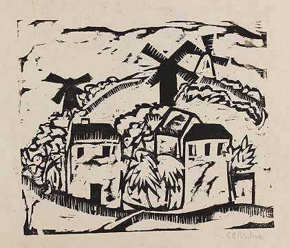 Ernst Ludwig Kirchner的《风车风景》