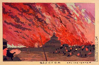1881年1月26日，小林清香从浅草桥上观看的琉璃国桥大火