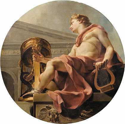 查尔斯·安德烈·凡·卢（Charles Andrévan Loo）的《阿波罗坐在雅典人和蛇面前，手里拿着一支里拉》