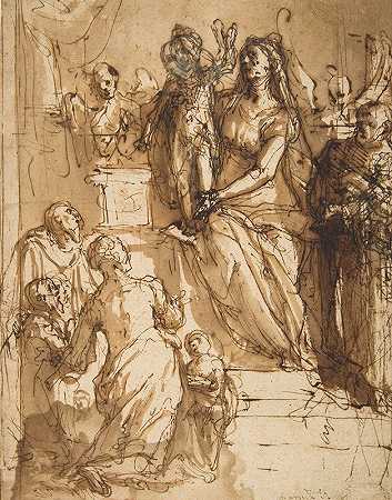 费德里科·祖卡罗（Federico Zuccaro）的《圣母与圣若瑟的孩子、随从天使和一群乞丐》