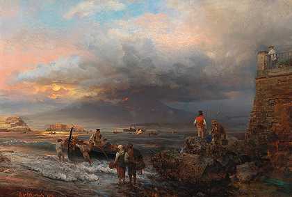 奥斯瓦尔德·阿肯巴赫（Oswald Achenbach）的《那不勒斯湾，维苏威群岛为背景》