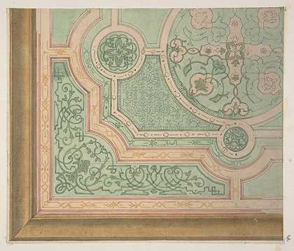 Jules Edmond Charles Lachaise设计的带有圆形奖章的天花板装饰
