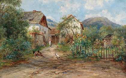 埃米尔·巴巴里尼（Emil Barbarini）的《乡间花开的乡村花园》（A Rustic Garden in Blossom in the Country）