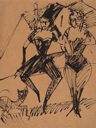 恩斯特·路德维希·凯尔希纳的《两只猫的舞者》