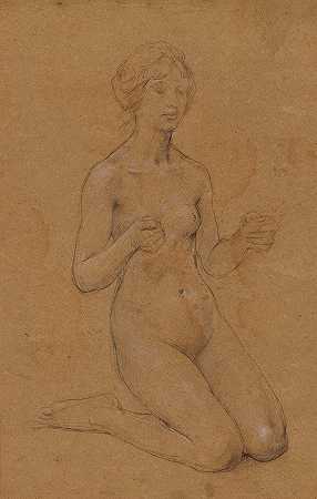 “路加·奥利维尔·默森跪下的裸体女人