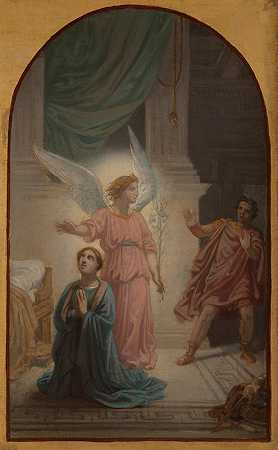 “马克西米安向后看保护圣苏珊娜的天使