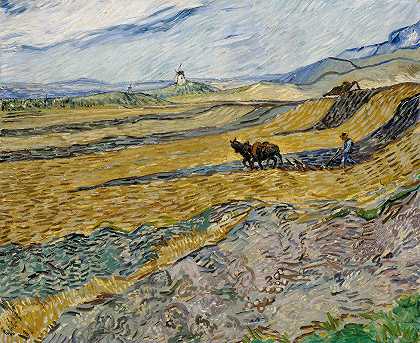 文森特·梵高（Vincent van Gogh）的《带犁手的圈地》