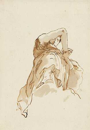 乔瓦尼·巴蒂斯塔·蒂波洛（Giovanni Battista Tiepolo）从下面看到的一名女子双手合十的研究