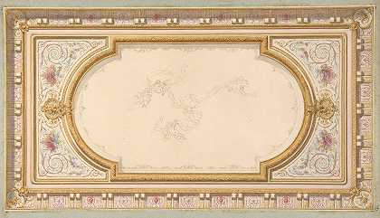 Jules Edmond Charles Lachaise设计的带有丝带的putti天花板