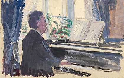 埃贡·席勒的《利奥波德·齐哈切克钢琴（草图）》